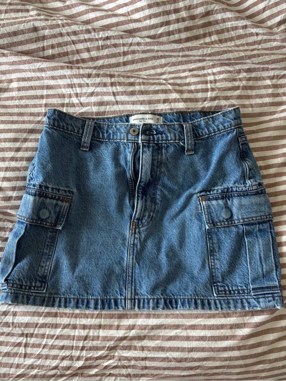 Abercrombie & Fitch Light Blue Denim Cargo Mini Skirt